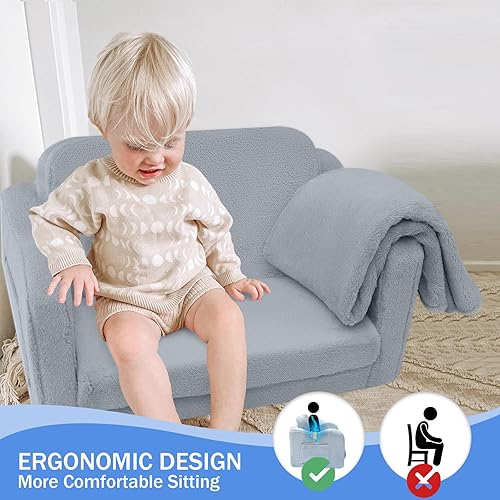 Miniatura 5 de MeMoreCool Sofá plegable para niños pequeños para sala de juegos, silla plegable para niños pequeños, niñas y niños, sofá convertible para niños,