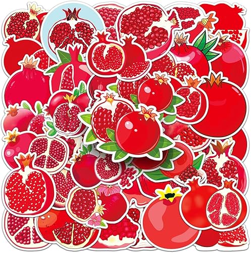 Calcomanías de granada  50 calcomanías de vinilo impermeables de granada para casco, botellas de agua, bicicleta, laptop, refrigerador, equipaje,