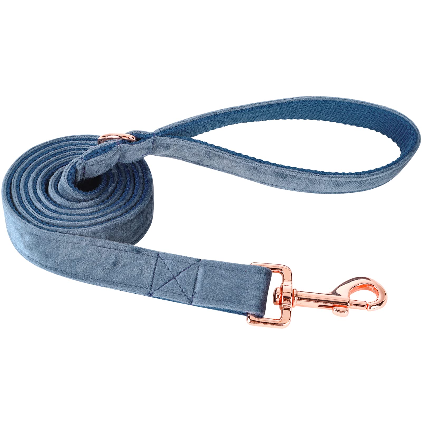 Aring petDog Leash, Velvet Dog Leashes Matching Dog Collars, Handmade Strong Blue Velvet Walking Dog Leash for Small Medium Large Dogs