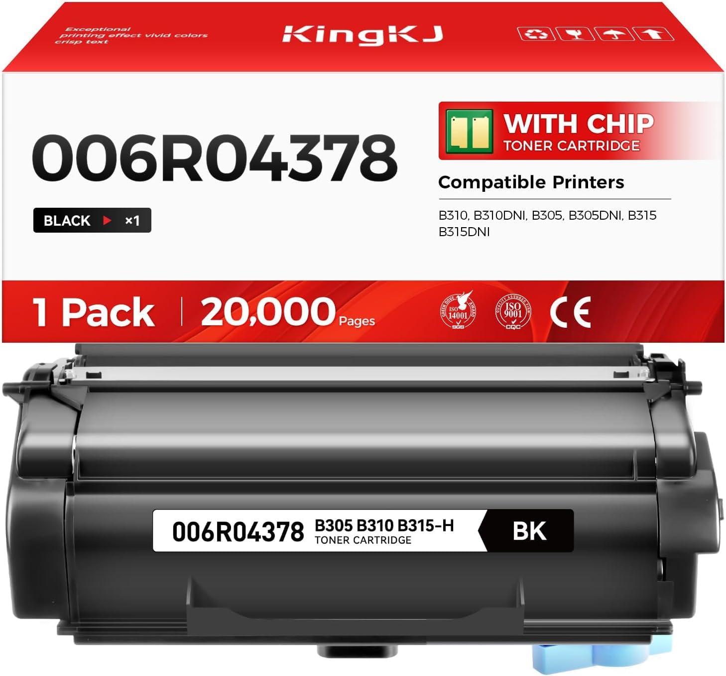 B310 B315 B305 006R04378 Black Toner Cartridge High-Yield with chip 1-Pack Replacement for Xerox 006R04376 006R04377 Toner Compatible with Xerox B310 B310DNI B305 B305DNI B315 B315DNI Printer Ink Copy