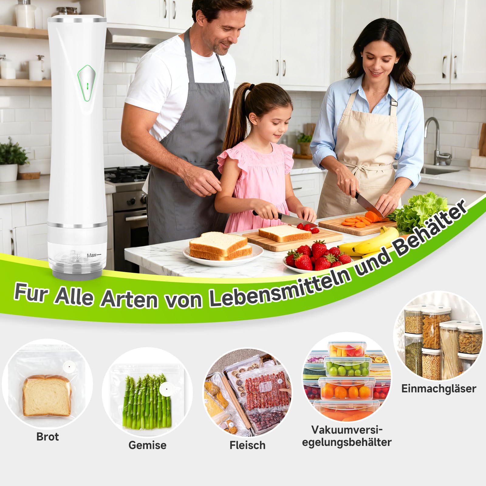 SANLIKE Hand Vakuumiergerät Mini inkl 30 Vakuumierbeutel für Lebensmittel