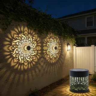 Decorative Solar Mandala Lights, Metal, 4 Pack | Solar Powered, Outdoor Wall & Step Lighting, Waterproof, Auto On/Off, Garden/Patio/Fence/Deck/Post/Yard