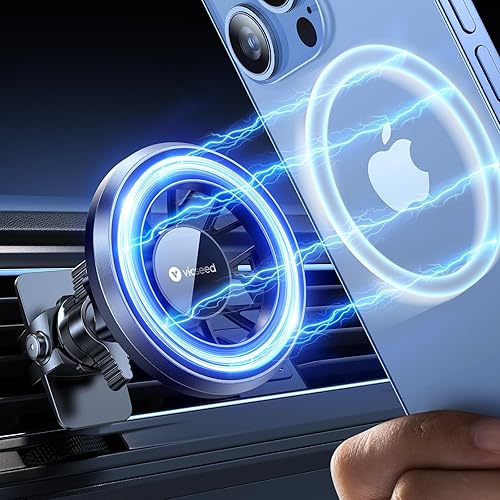 VICSEED Soporte magnético para teléfono para coche imán fuerte y plata elegante MagSafe soporte de coche nunca caer soporte de ventilación de aire
