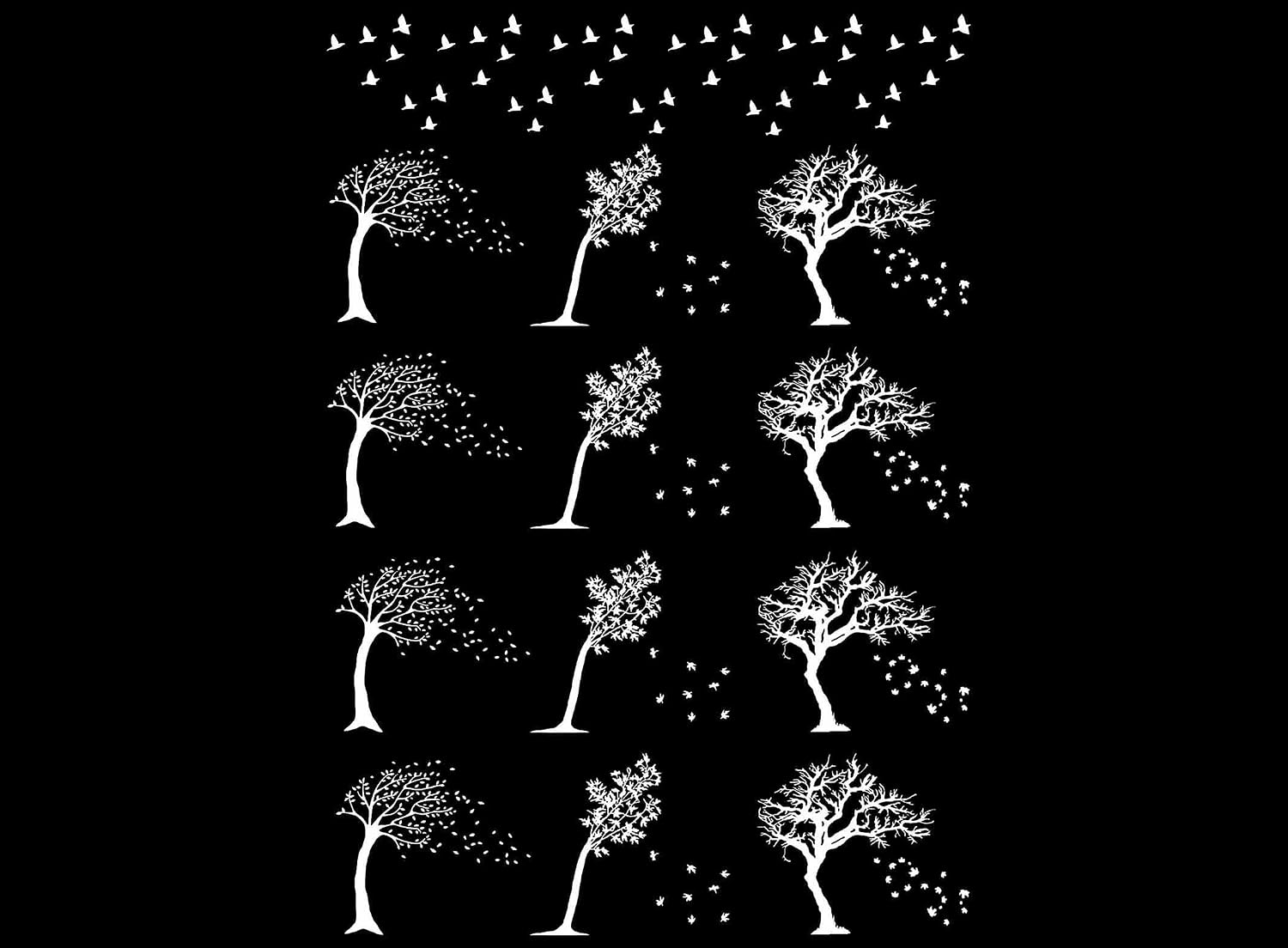 Windy Trees 12 pcs 1 Inch White Fused Glass Decals