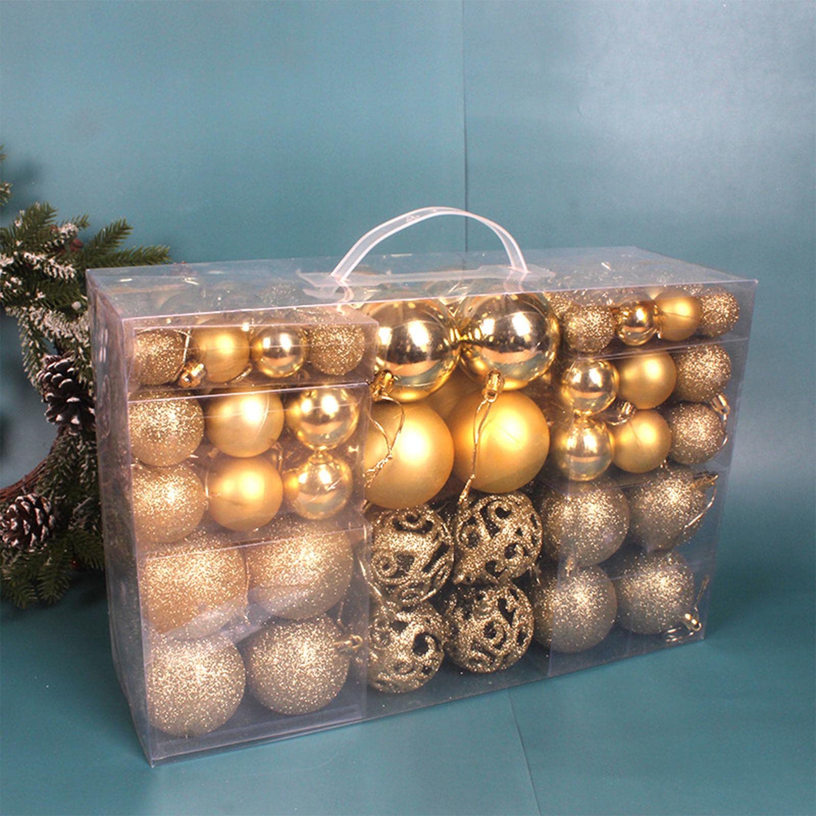 100 Boules De Noël Décoratives Dorées 25 Mm - Capuchons Métalliques Avec Cintres, Pour Ornements De Sapin - 5