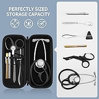Vista 32 de Funda para estetoscopio Littmann Classic III, Lightweight II S.E de 3M, Acoustica Deluxe de MDF, Cardiology IV, espacio para tijeras médicas