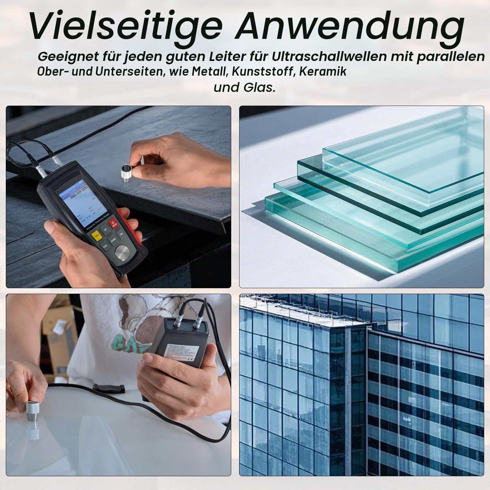 Ultraschalldickenmessgerät Stahl Metall, Glasdickenmesser WT130A