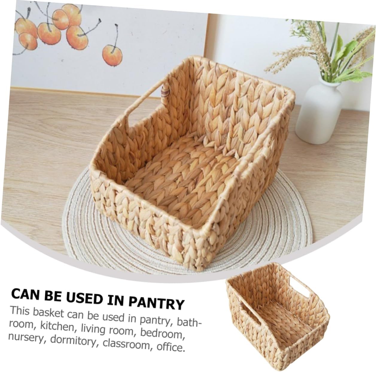 Handwoven Straw Storage Basket Basket Organizer Multi-use Storage Container
