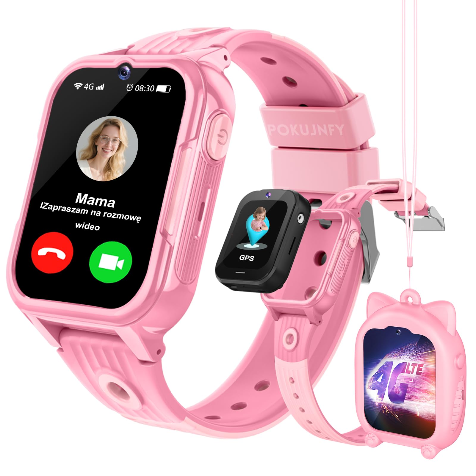 4G smartwatch dla dzieci z GPS wideorozmów SOS WhatsApp grami aparat krokomierzem trybem szkolnym budzikiem wodoodporny cyfrowy zegarek na prezent dla dziewczynek chłopców w wieku