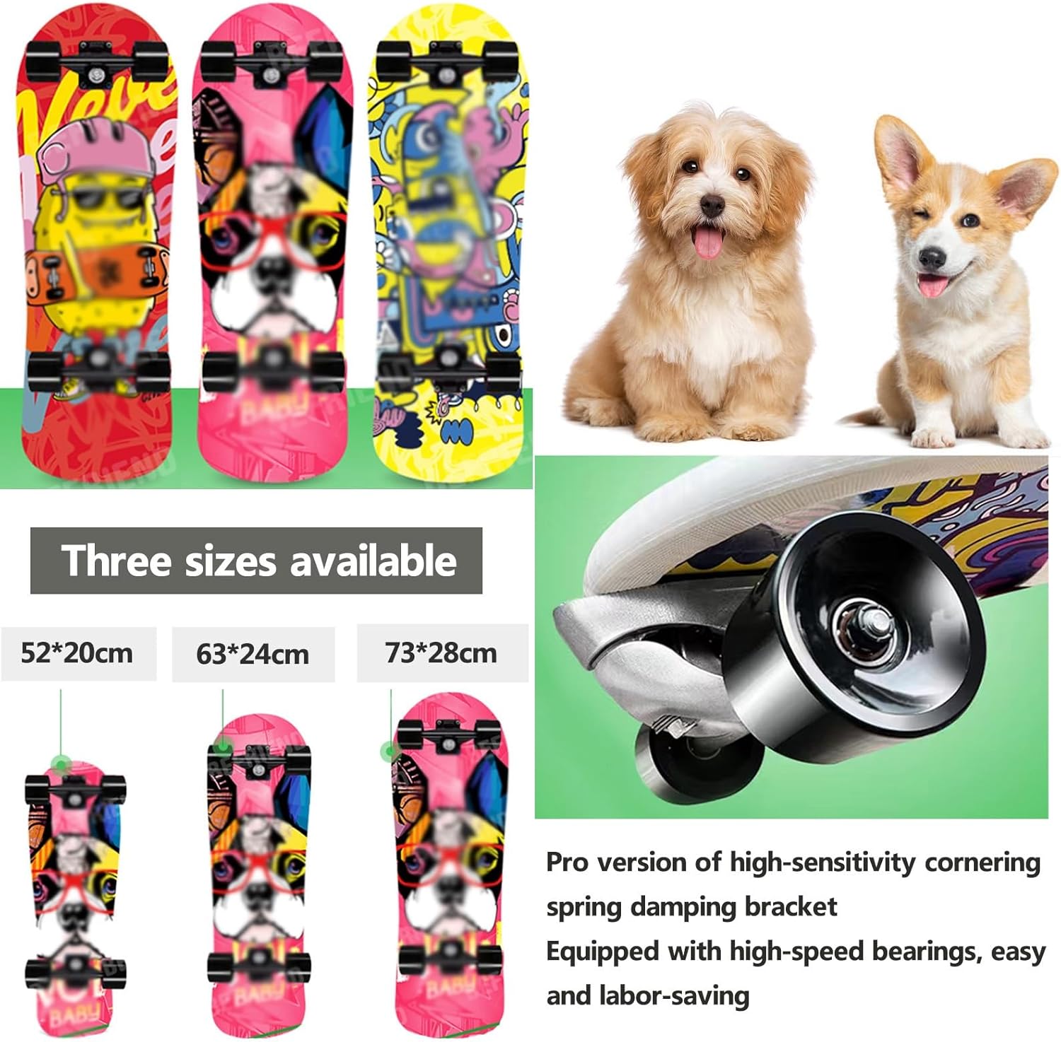 Dog & Cat Skateboard - Smooth, Flexible Cornering Pet Skateboard for Dogs and Pets