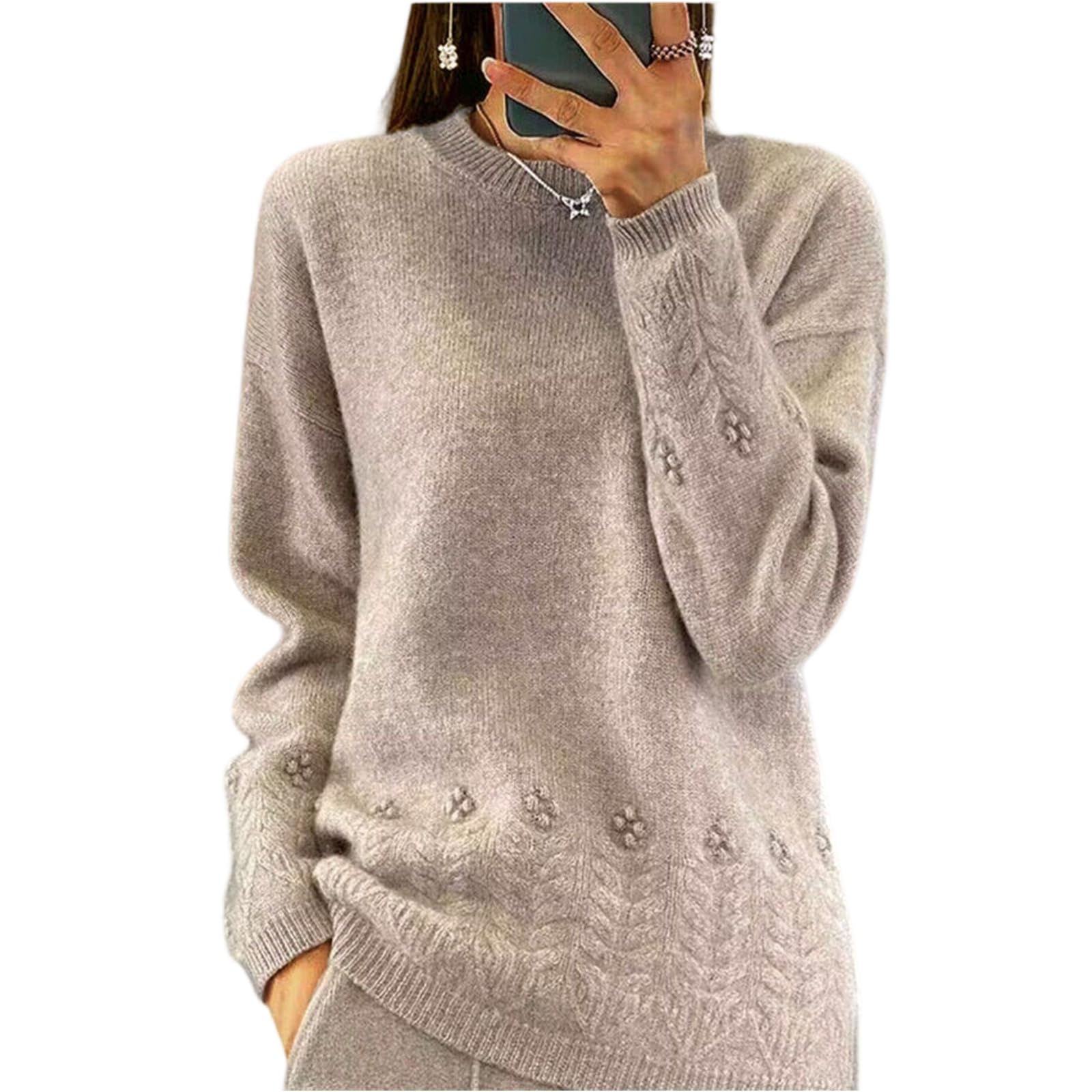 Sweater for Women Knit Winter Casual Loose Sweaters Fall Fashion Crewneck Long Sleeve Solid Pullover Basic Tops