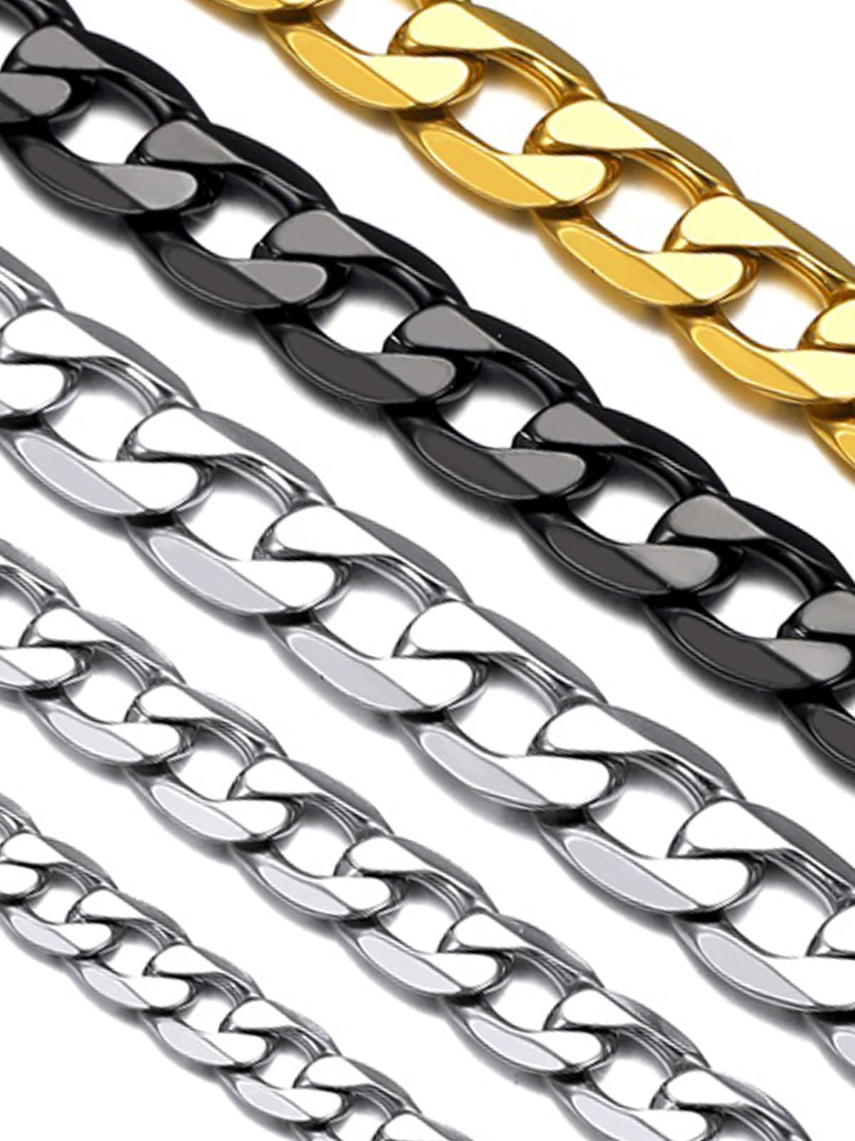 Suplight Collana Uomo a Catena Cubana Figara Scatola in Acciaio Inossidabile 316L Placcato Nero/Oro/Argento larghezza 4-6-9mm lunghezza 46-76cm per Uomo Ragazzo Hip Hop Rapper Confezione Regalo