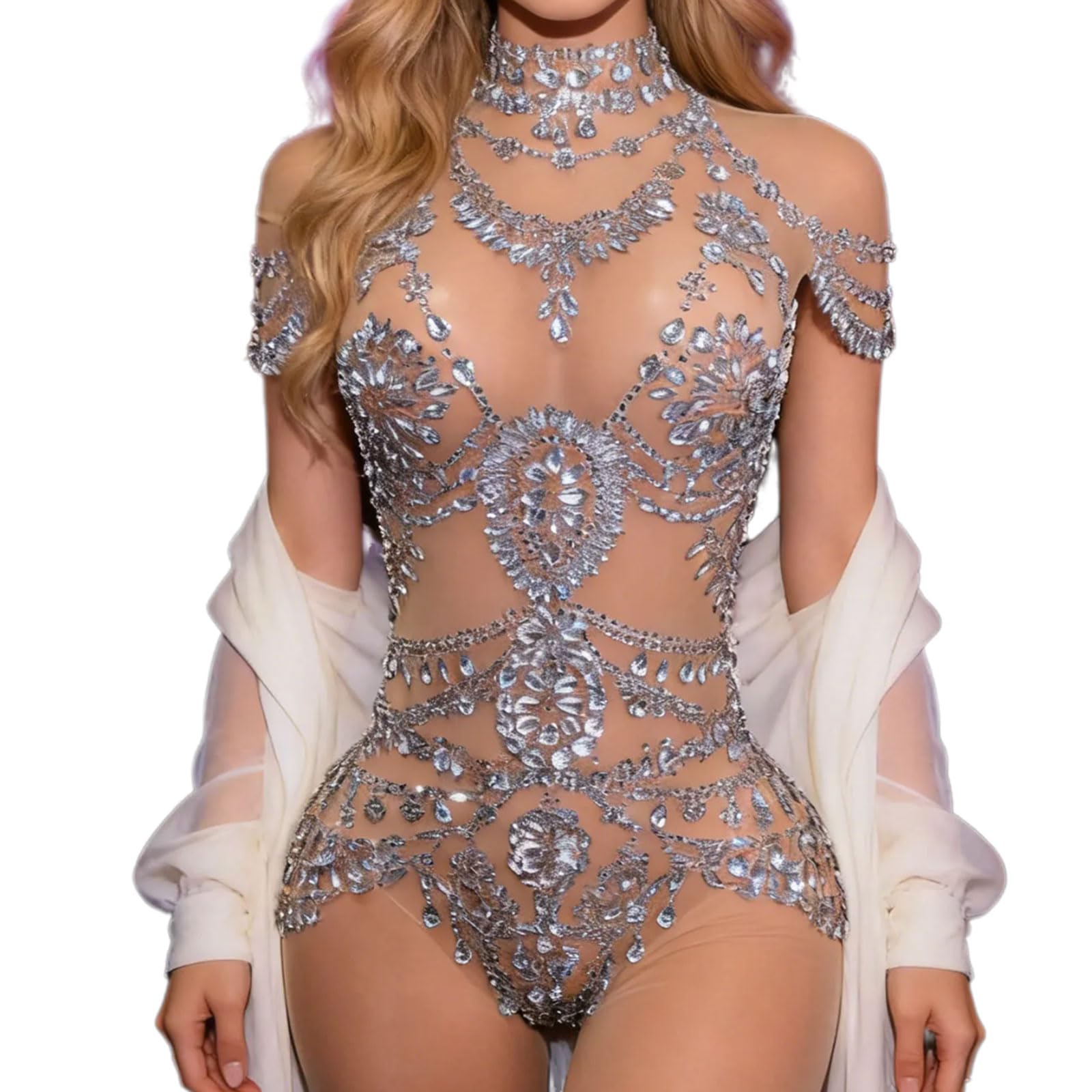 Body de diamantes de imitación con purpurina, disfraz de Drag Queens, body de baile para mujer, leotardo de bailarina