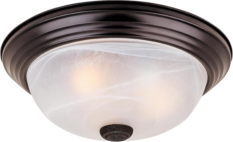 Designers Fountain 13 inch, Modern 2-Light Flush Mount Ceiling Light Fixture, Alabaster Glass Shade, for Bedroom, Hallway, Indoor Room Lighting, Durable Steel, Easy Install, Bronze, 1257M-ORB-AL
