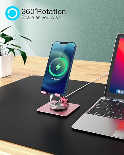 Miniatura 5 de Soporte para teléfono celular y tablet para escritorio, soporte ajustable de aluminio para iPhone, iPad y teléfonos inteligentes  Montaje plegable