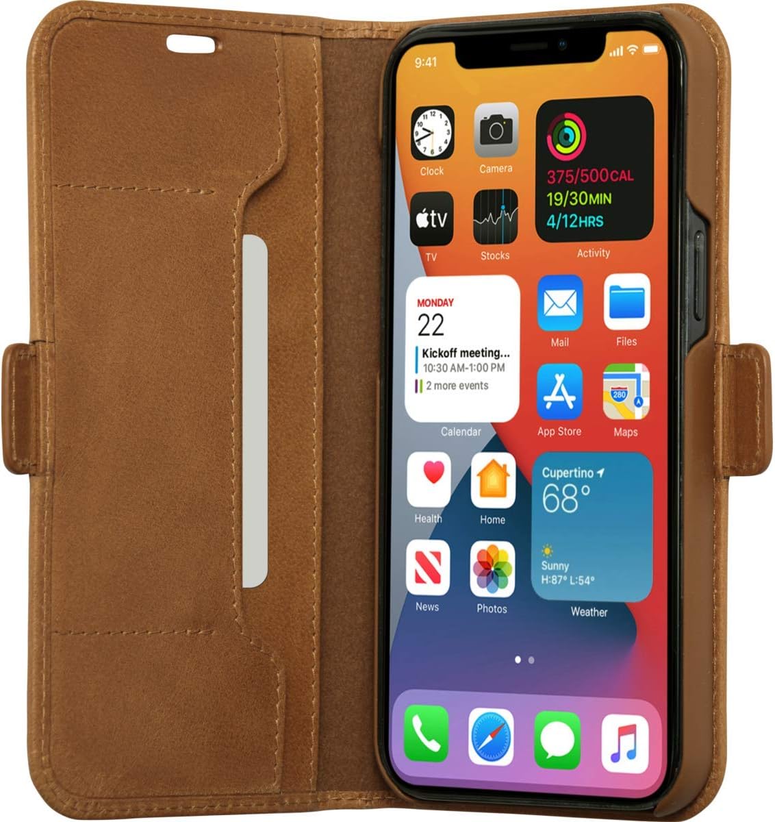 Dbramante Copenhagen Slim Flip Phone Case for Apple iPhone 12 Pro Max, Tan