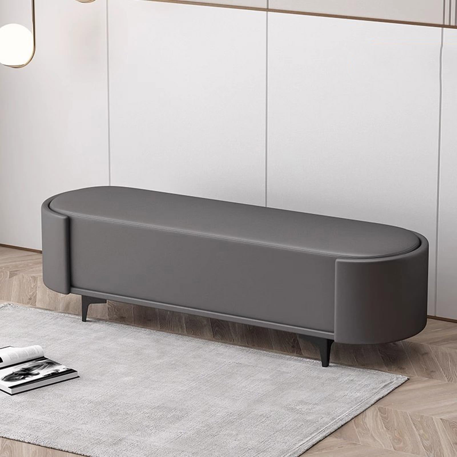 Banc à chaussures avec pieds en métal pour optimiser un petit espace