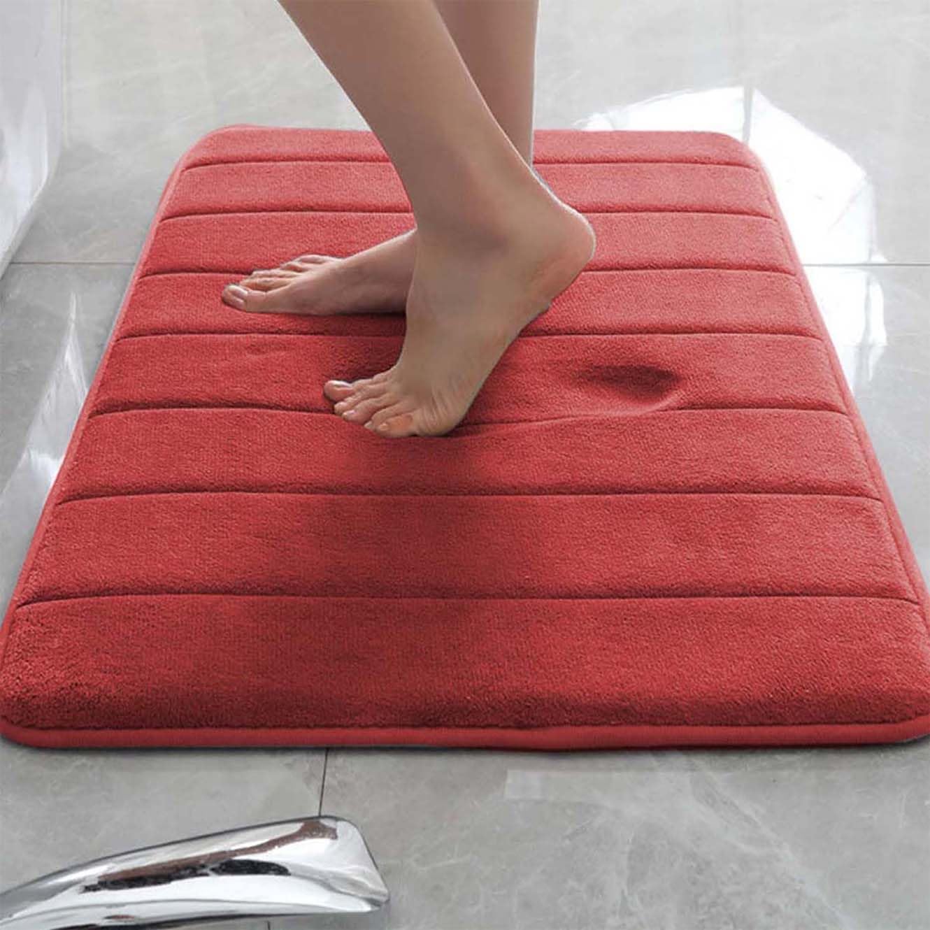 Tappetino da bagno antiscivolo extra morbido e assorbente QuickDry Memory Foam Tappeto da bagno 120 x 160 cm rosso ideale per la decorazione della casa e comfort in bagno ces