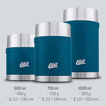 Esbit Sculptor Insulated Lunch Container, 1000 ml Polar Blue Stainless Steel Food Storage Container for Hot and Cold Meals