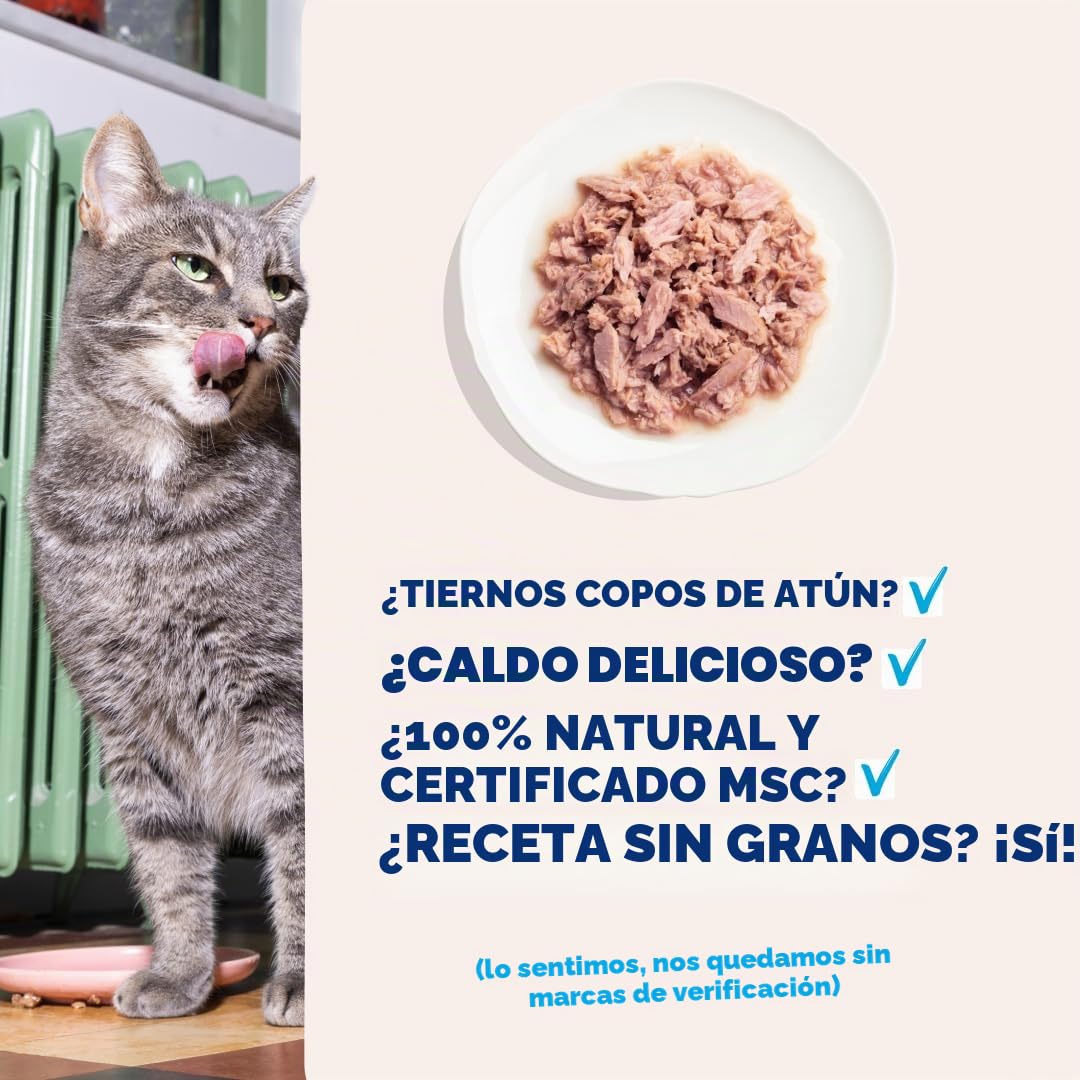 Edgard & Cooper Comida Húmeda para Gatos Adultos (Atún, 70g x 24) - Filetes Sin Cereales, Ingredientes Naturales, Carne Fresca - para Gatos Esterilizados y Activos