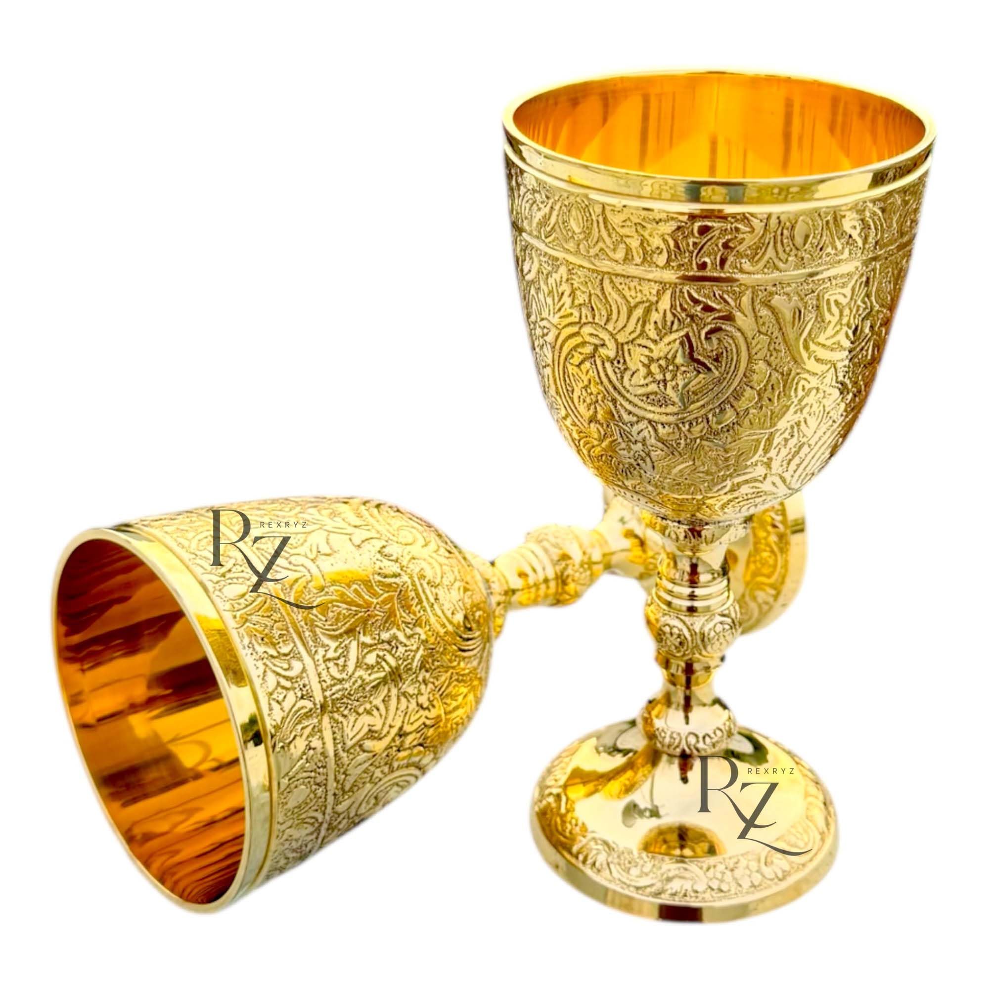 Copa de cáliz de latón medieval, copa de vino dorada vintage, copa romana de estilo renacentista del rey Arturo, copa de vino para beber – Regalo medieval renacentista. 1 pieza