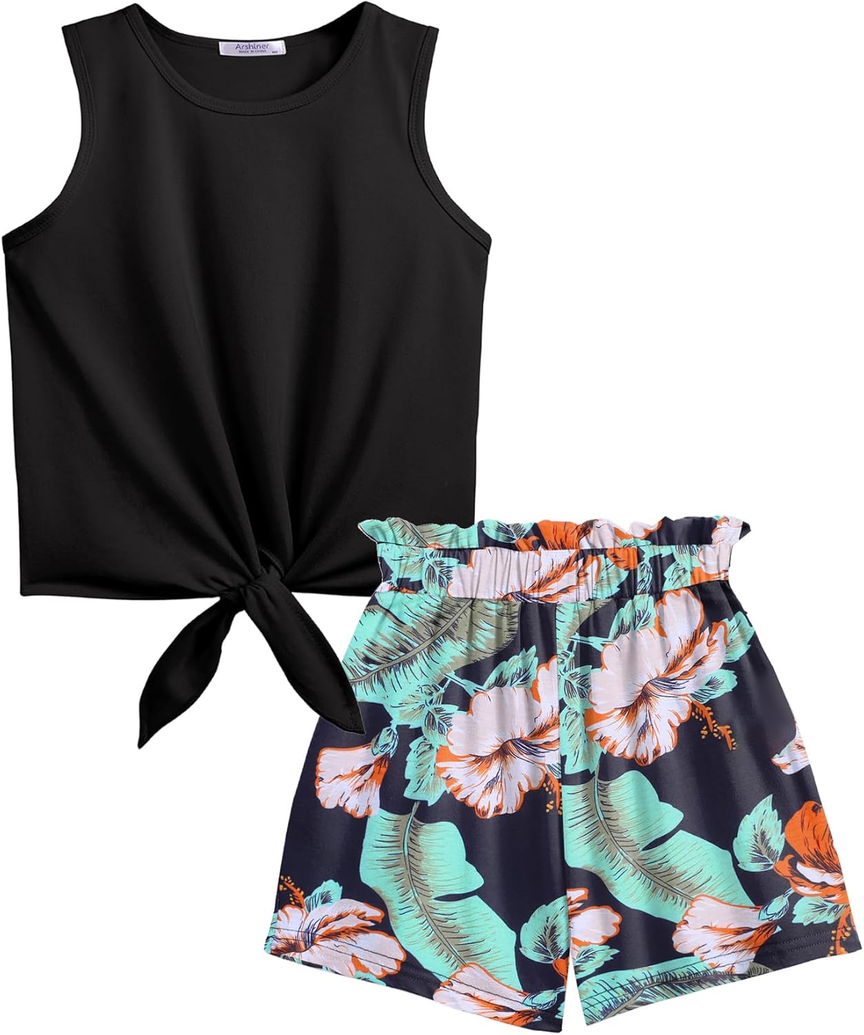 Arshiner Toddler Girls Short Sets Tie Knot Tank Top and