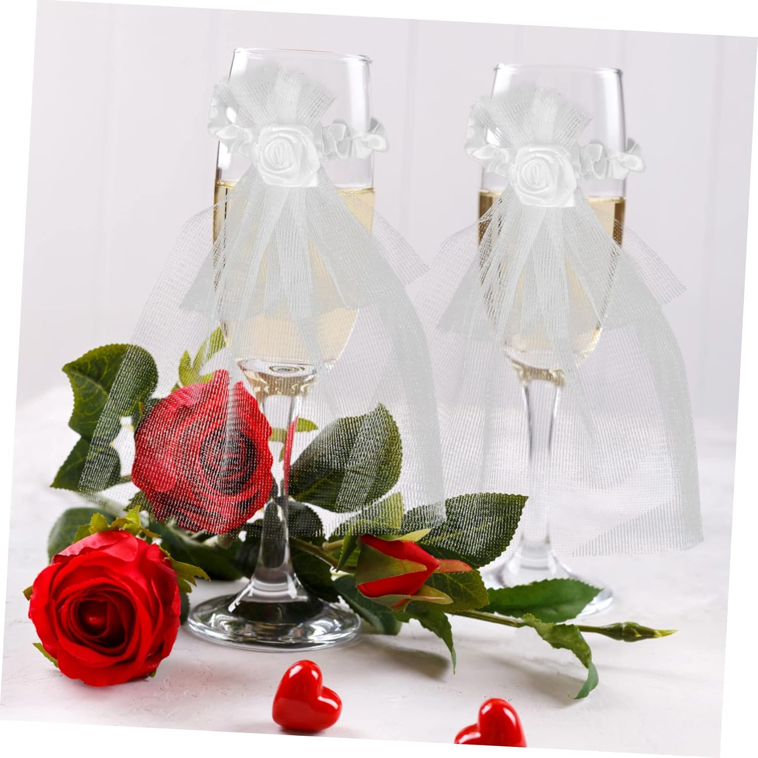 Bride and Groom Wine Glass Covers Cloth Wedding Decor