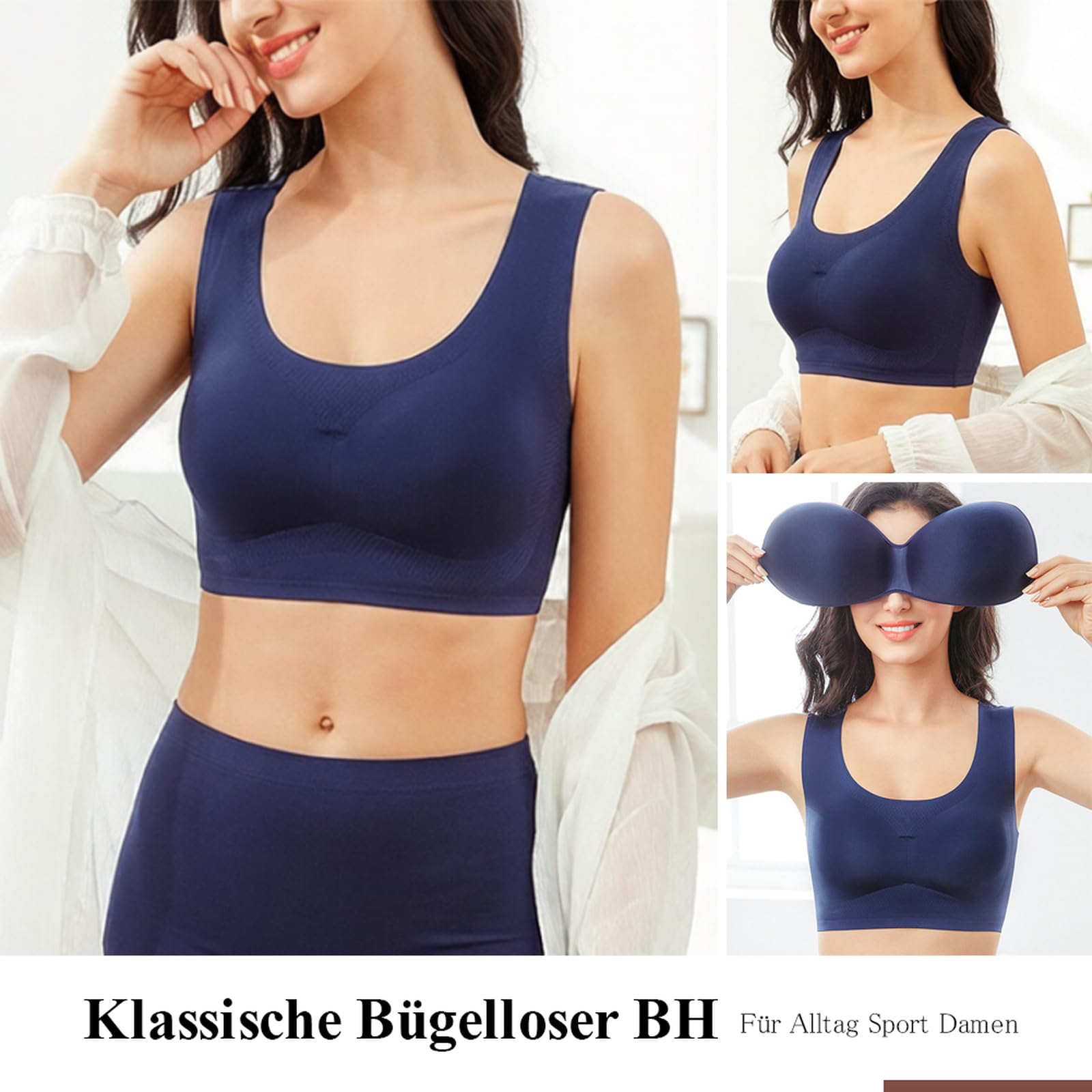 Brassiere Sport Femme sans Armature Soutien Gorge Push up | brassière forte poitrine couverture complète bretelles larges et confortables pour se détendre à la maison