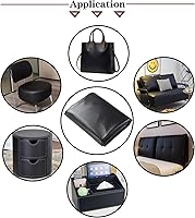 Vista 5 de Picheng Hojas de cuero sintético de vinilo: tela de piel sintética lisa negra impermeable de 54 x 36 pulgadas, tapicería de vinilo suave sintético