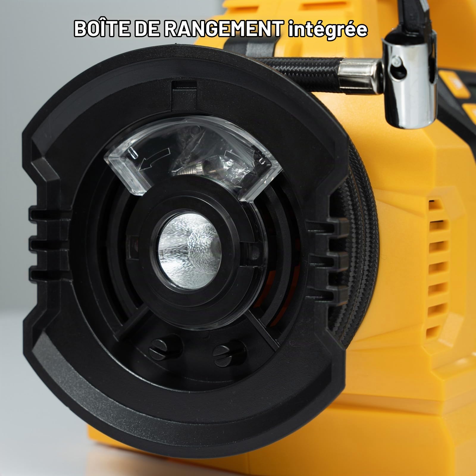 MaxMore Gonfleur de pneu portable compatible avec batterie DeWalt 20 V (outil uniquement), pompe à compresseur d'air sans fil haute pression 160 psi, jauge numérique, arrêt automatique, lumière LED