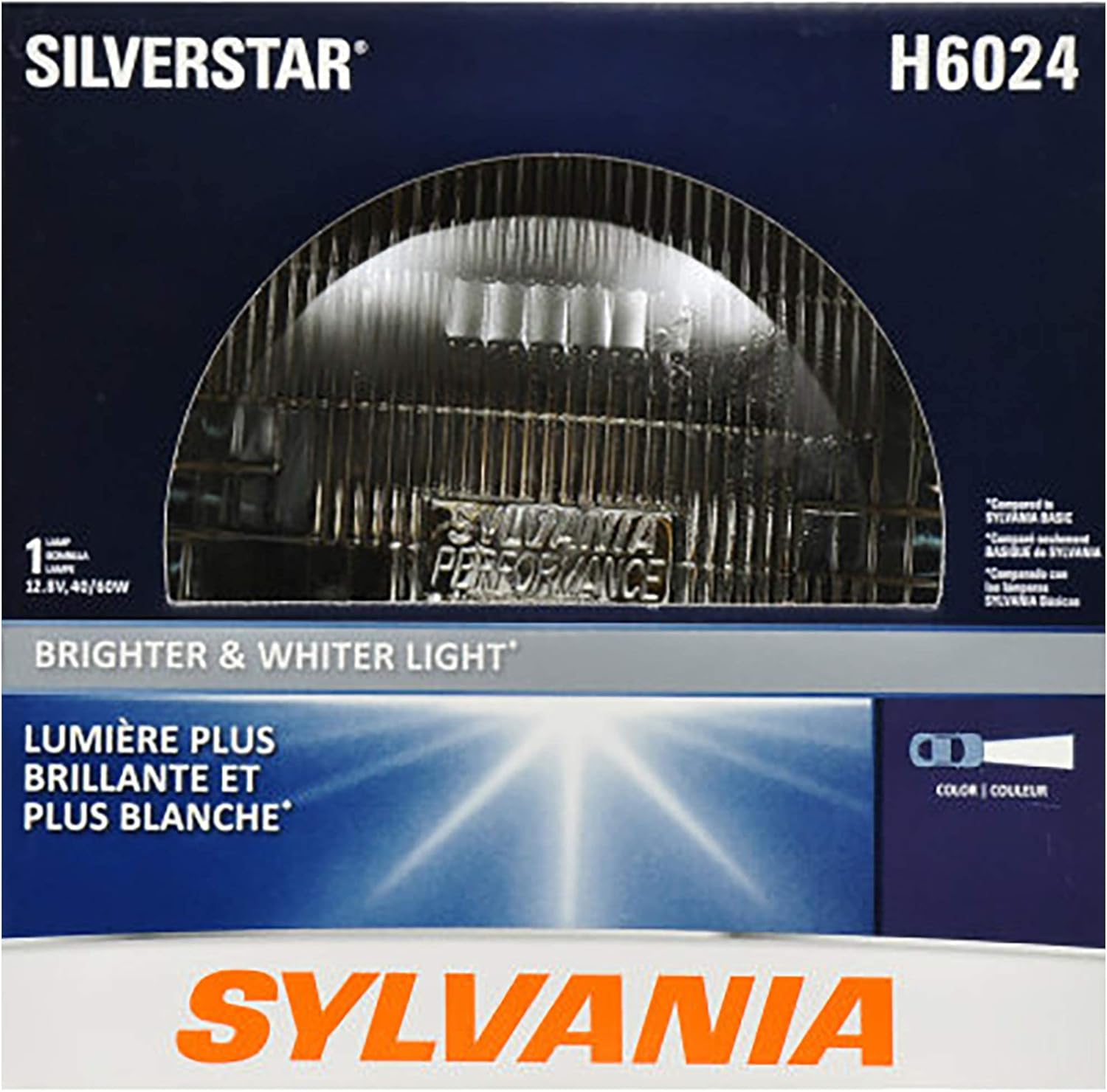 SYLVANIA - H6024 SilverStar Sealed Beam Headlight - High Performance Halogen Headlight Replacement (7 inch Round) PAR56, Brighter Whiter Light for Added Clarity Downroad and Sideroad (Contains 1 Bulb)