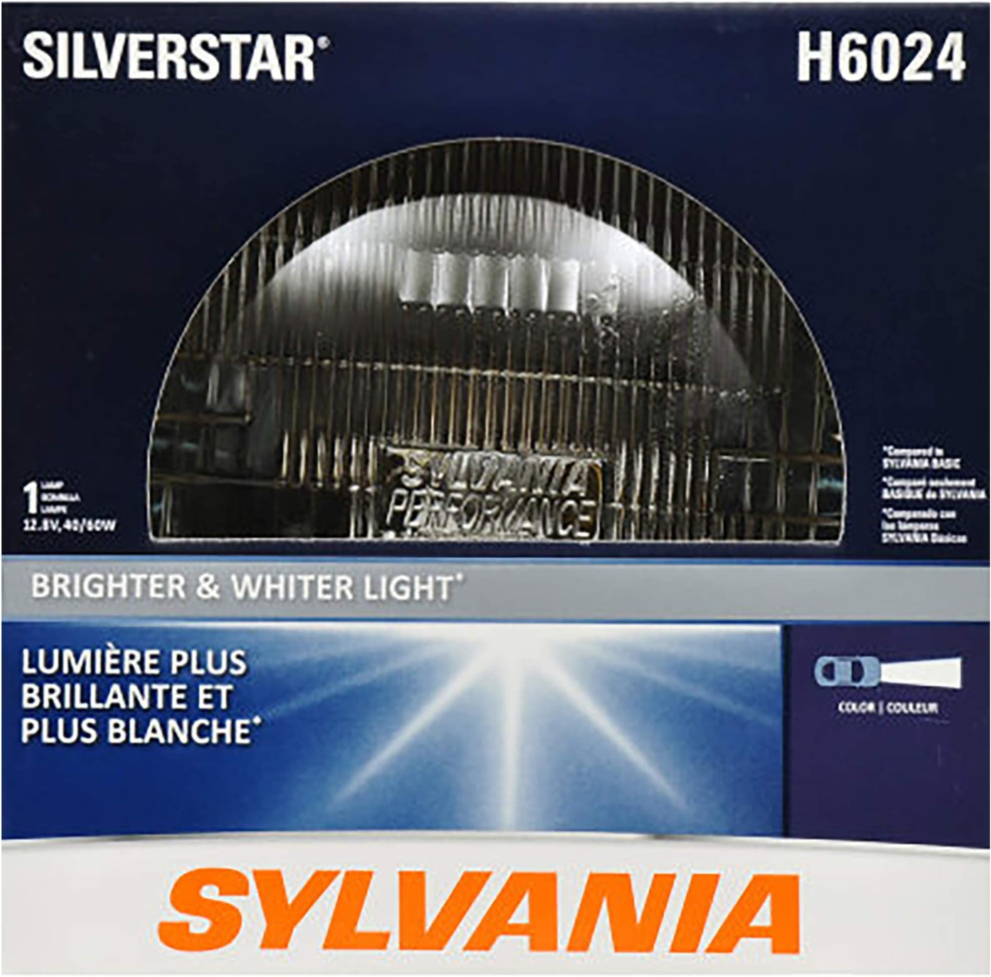 SYLVANIA - H6024 SilverStar Sealed Beam Headlight - High Performance Halogen Headlight Replacement(7 inch Round) PAR56, Brighter Whiter Light for Added Clarity Down Road and Sideroad(Contains 1 Bulb)