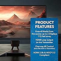 Vista 7 de OREI Divisor extensor HDMI 1x2 4K por cable múltiple a través de un solo cable CAT6/7 4K @60Hz 4:4:4 HDCP 2.2 con gestión EDID remota IR - hasta 115