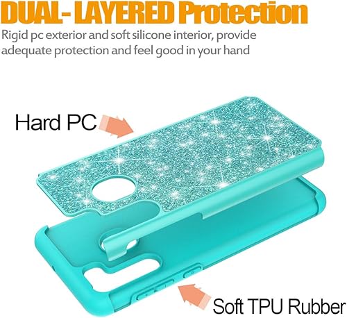 Miniatura 4 de Funda diseñada para Galaxy A21, funda Samsung A21 para niñas y mujeres, funda resistente con purpurina brillante para Samsung Galaxy A21 (verde