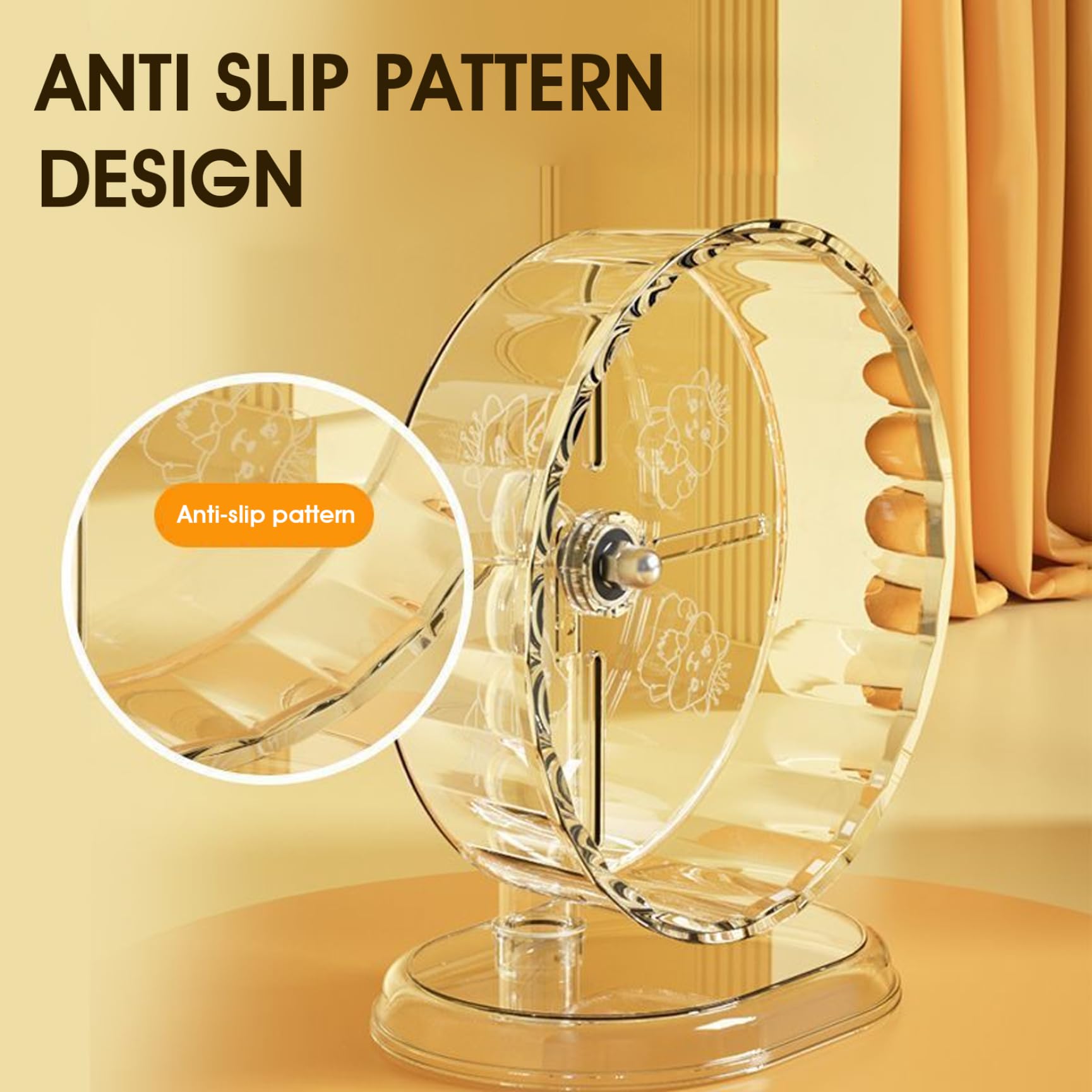 Roue de Hamster Super 24 cm, Roue de Course Transparente et silencieuse avec Support réglable pour Hamsters Nains, Souris, gerbilles et Petits Animaux Compagnie, Jouet d'exercice pour Animaux