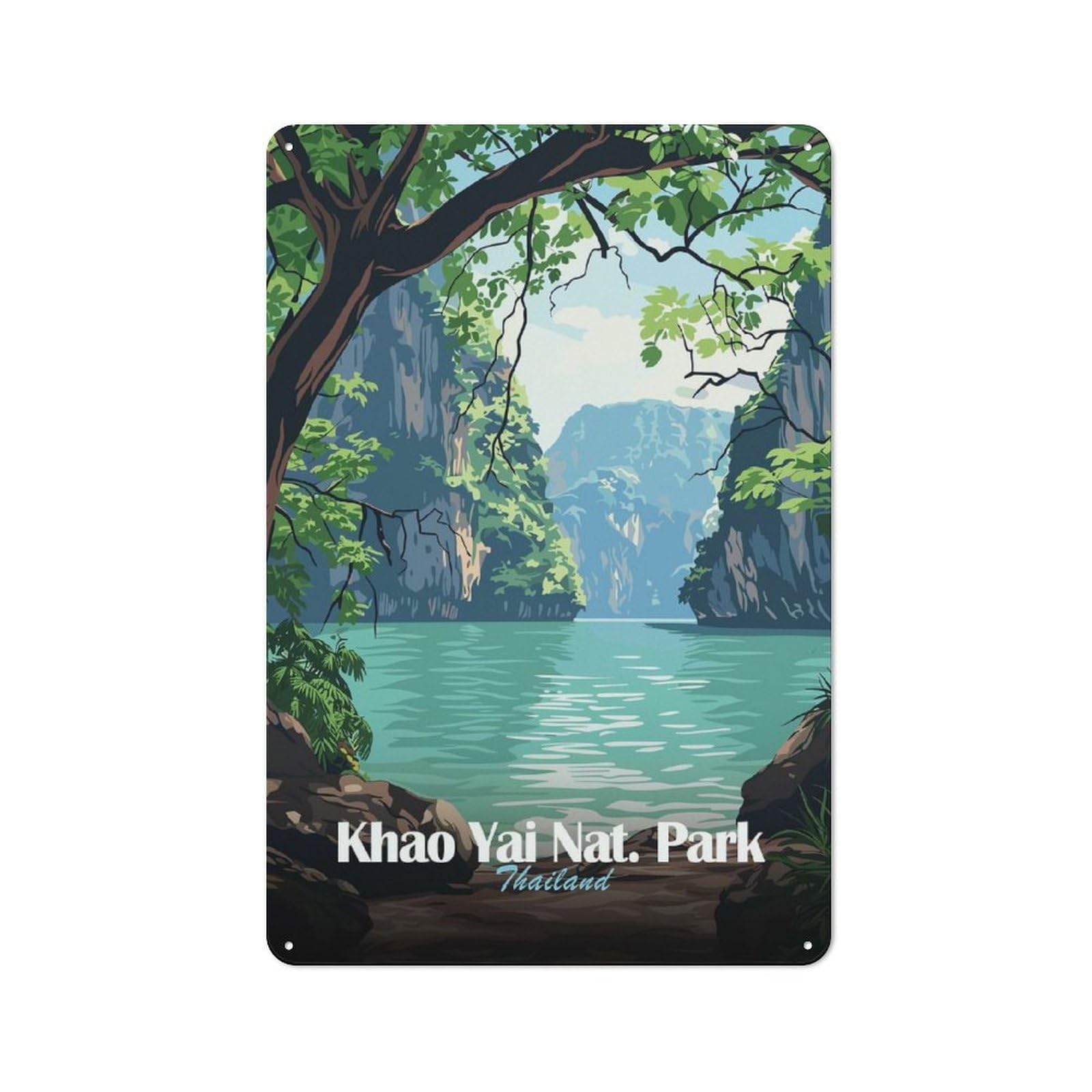 Junmoney Style-21 For Hobby Room Or Studio, Khao Yai National Park Thailand Retro Tin Sign 30X20cm, Gift For Creative Interior Collectors During The Christmas Season