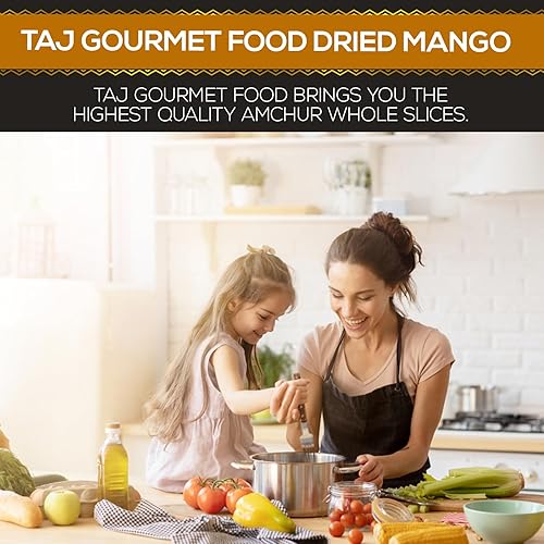 Miniatura 5 de TAJ - Rebanadas enteras de amchur indio premium, mango seco, 3.5 onzas