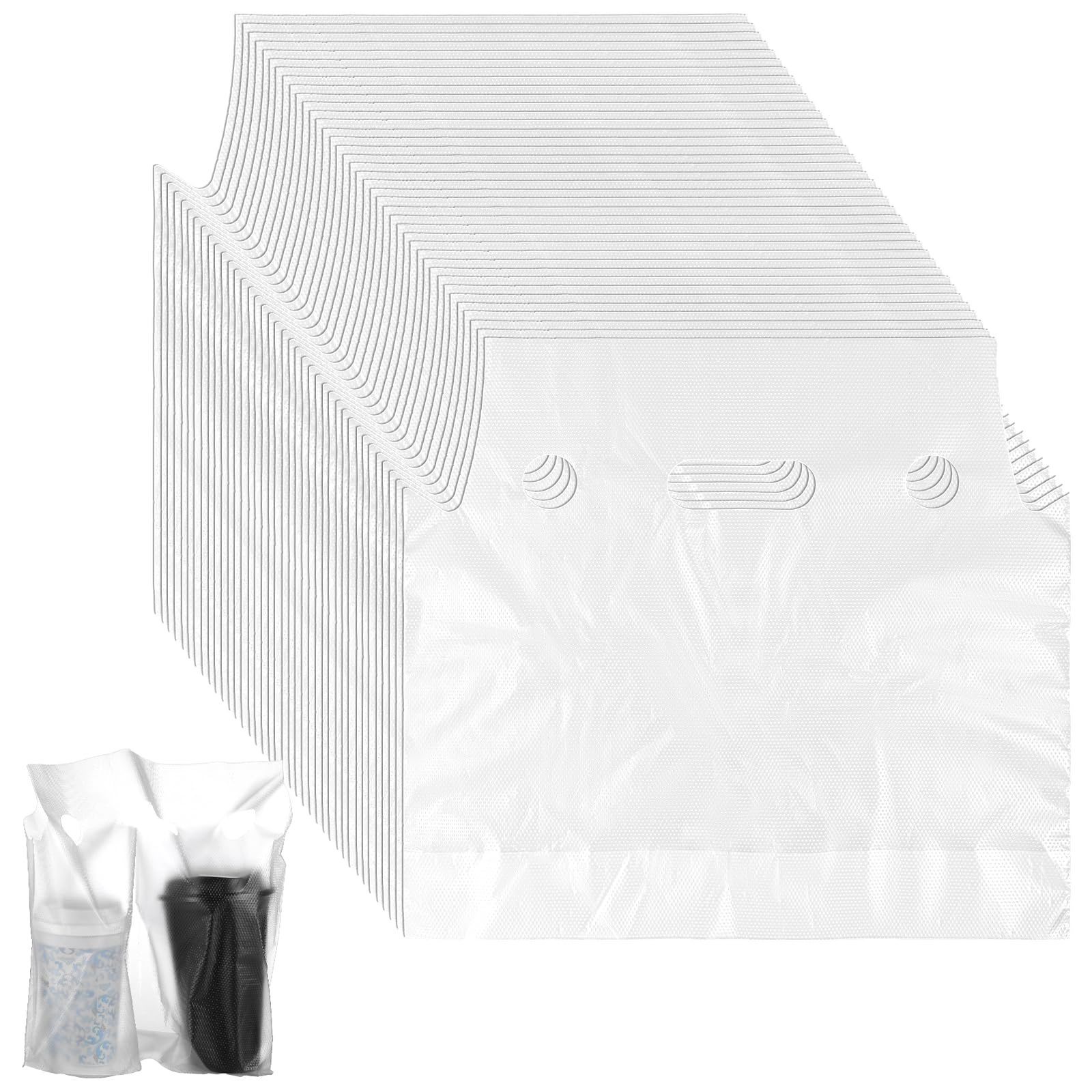 1000 bolsas de bebidas doble taza transparentes con asa de polietileno para café y entrega