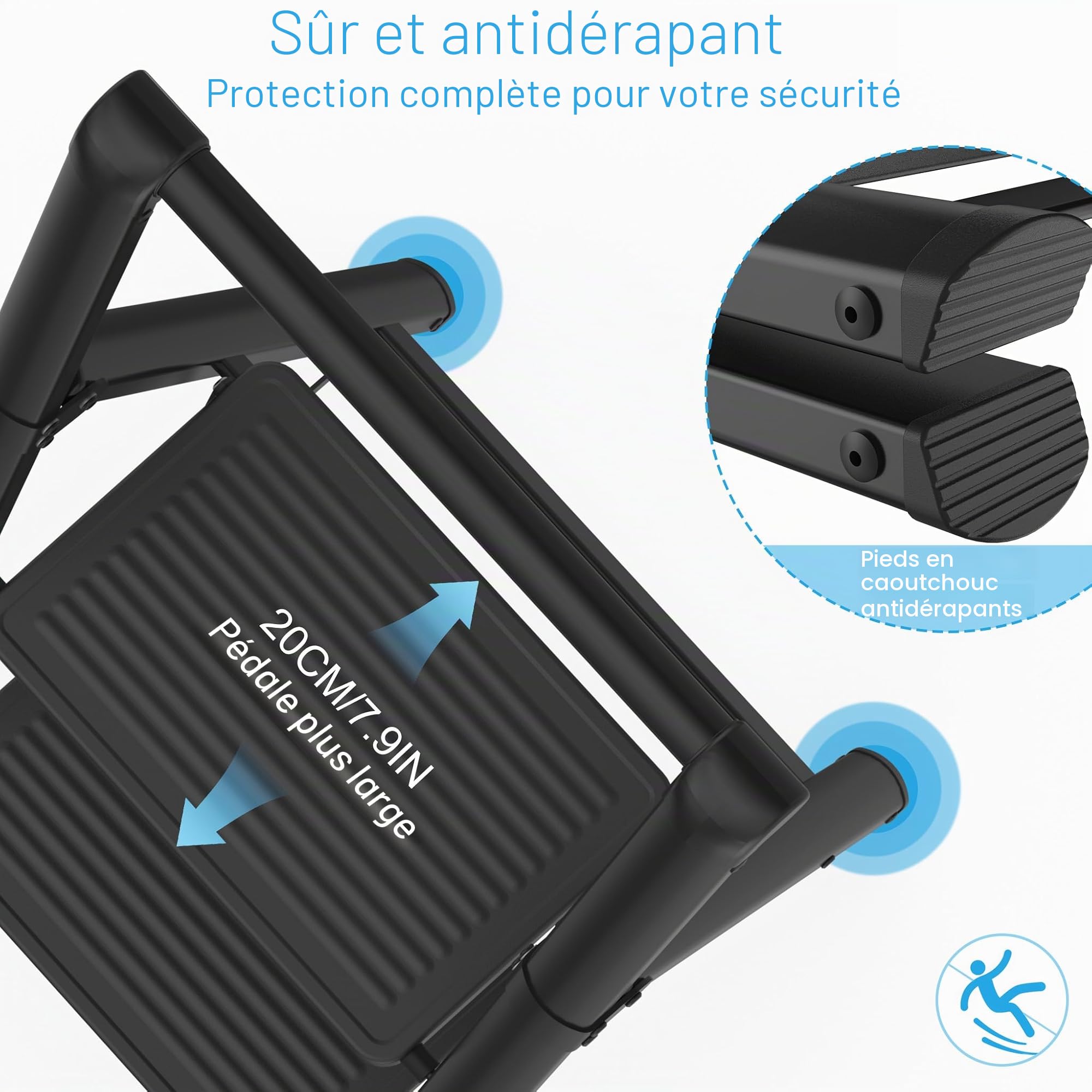 Froadp Escabeau pliable à 2 marches - Antidérapant - En fer - Multifonction - Avec main courante - Pour la maison, la cuisine et l'extérieur - Charge maximale : 250 kg