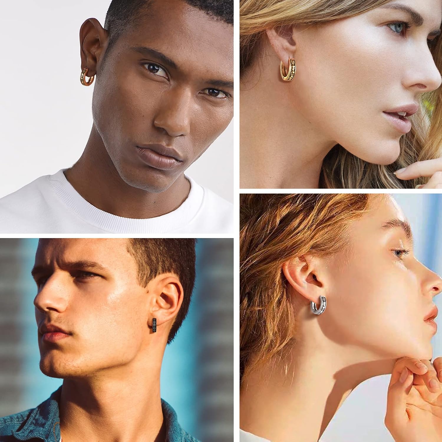 Chunky Hoop Earrings for Men Women, Skull/Infinity Pattern, Spike/Cuban Links 4 Design Options, Black/18K Gold Plated 316L Stainless Steel, Lightweight Earrings, Come Gift Box - Image 7