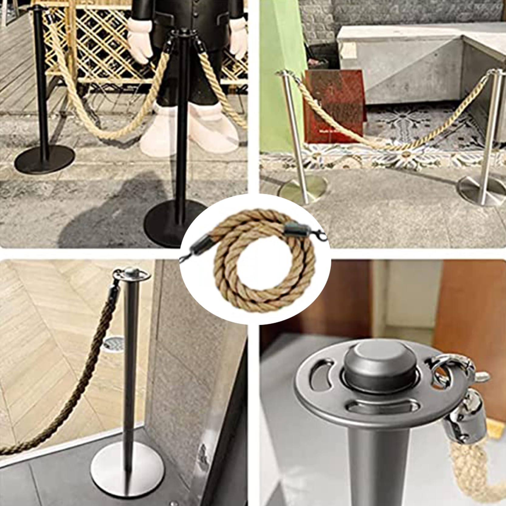 Hanf-Absperrseil Mit Karabinerhaken – 150 Cm, Gedreht, Stabil – Für Warteschlangen, Events, Kinos & Hotels