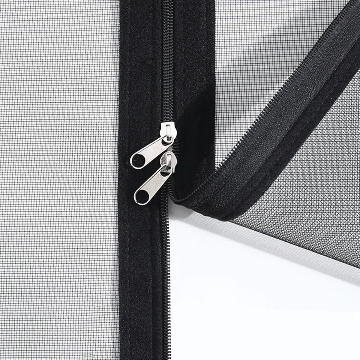 Self-Adhesive Zipper Window Screen, 59"x70.86" Polyester Fiber Window Mesh for Living Room Bedroom Dining Room Kitchen, Grey