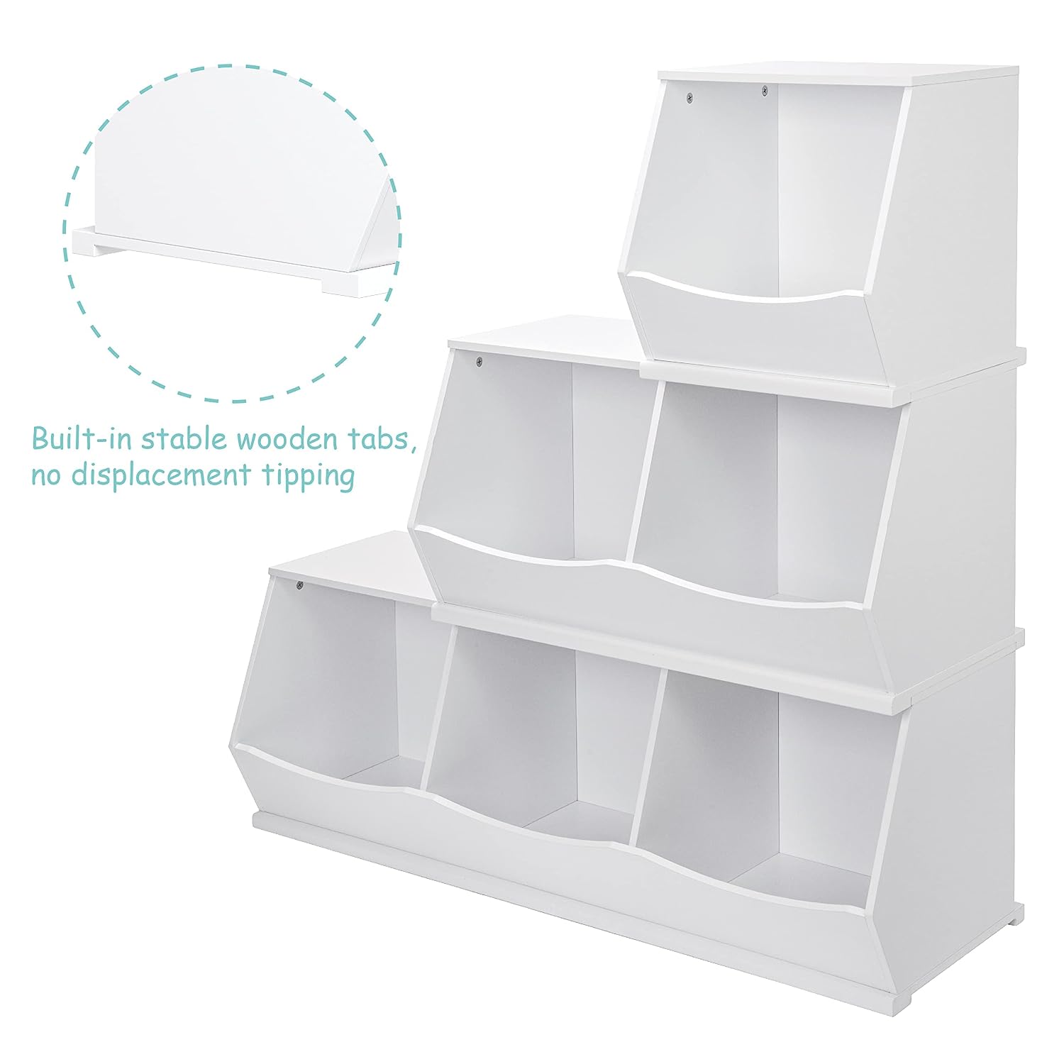 UTEX Toy Storage Organizer,Stackable Kids Toy Storage Cubby with 2 Bins,Toy Boxes and Storage for Playroom,Bedroom,Nursery School,White