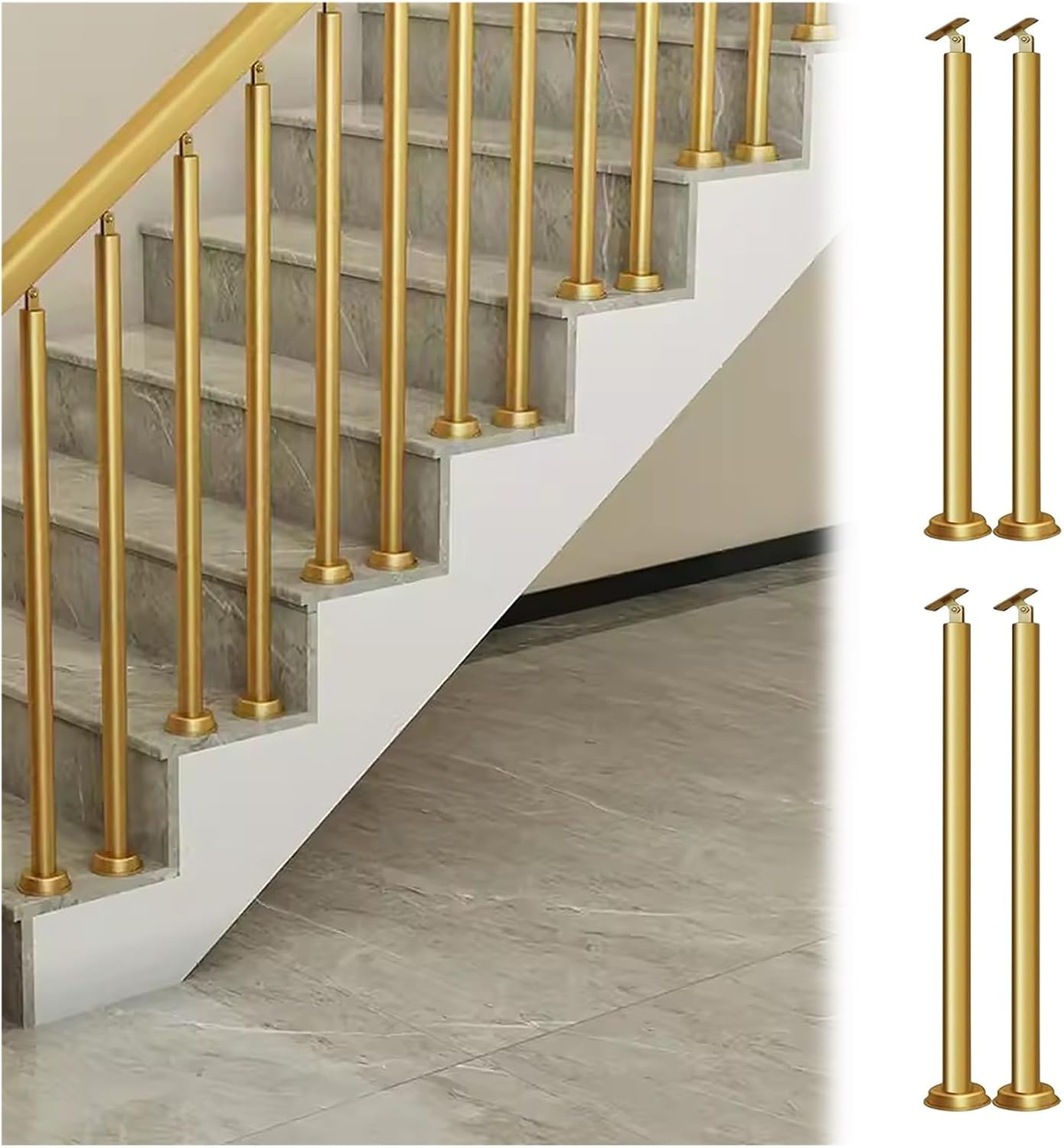 Baluster Railing Post Amazon.co.jp: Stair Handrail Baluster Post Gold Round Steer Baluster ...