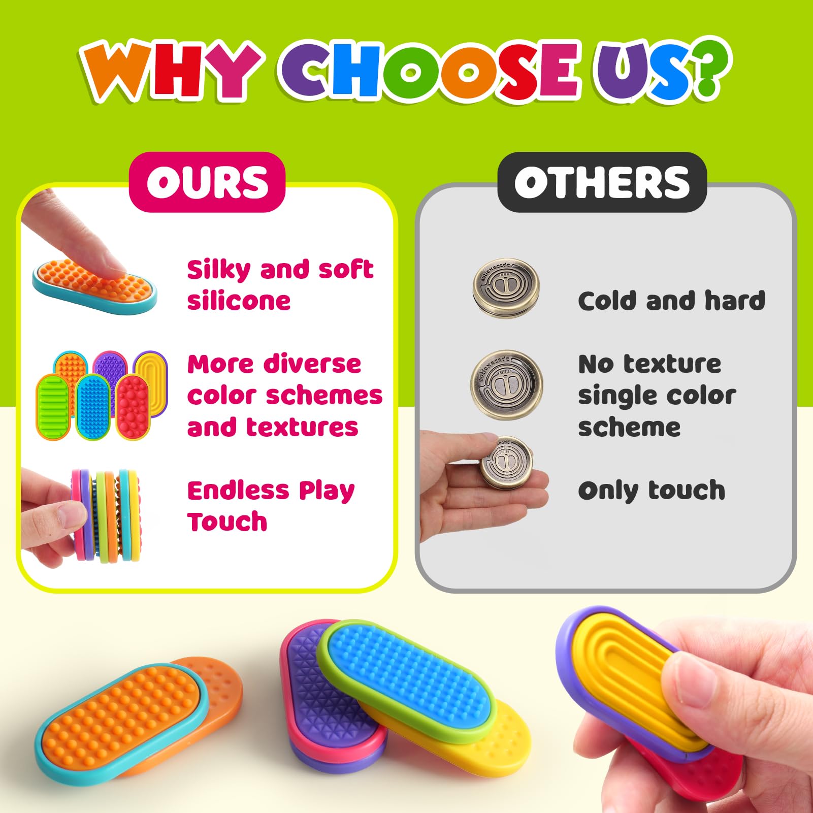 Sensory Fidget Magnet Toys for Kids: Silicone Magnetic Sliders Stress Fidgets for Autism, Stress Small Fidget Toys for Adults Office Desk / Travel Classroom Fidget Toys, Ideal Gifts for Kids - 5