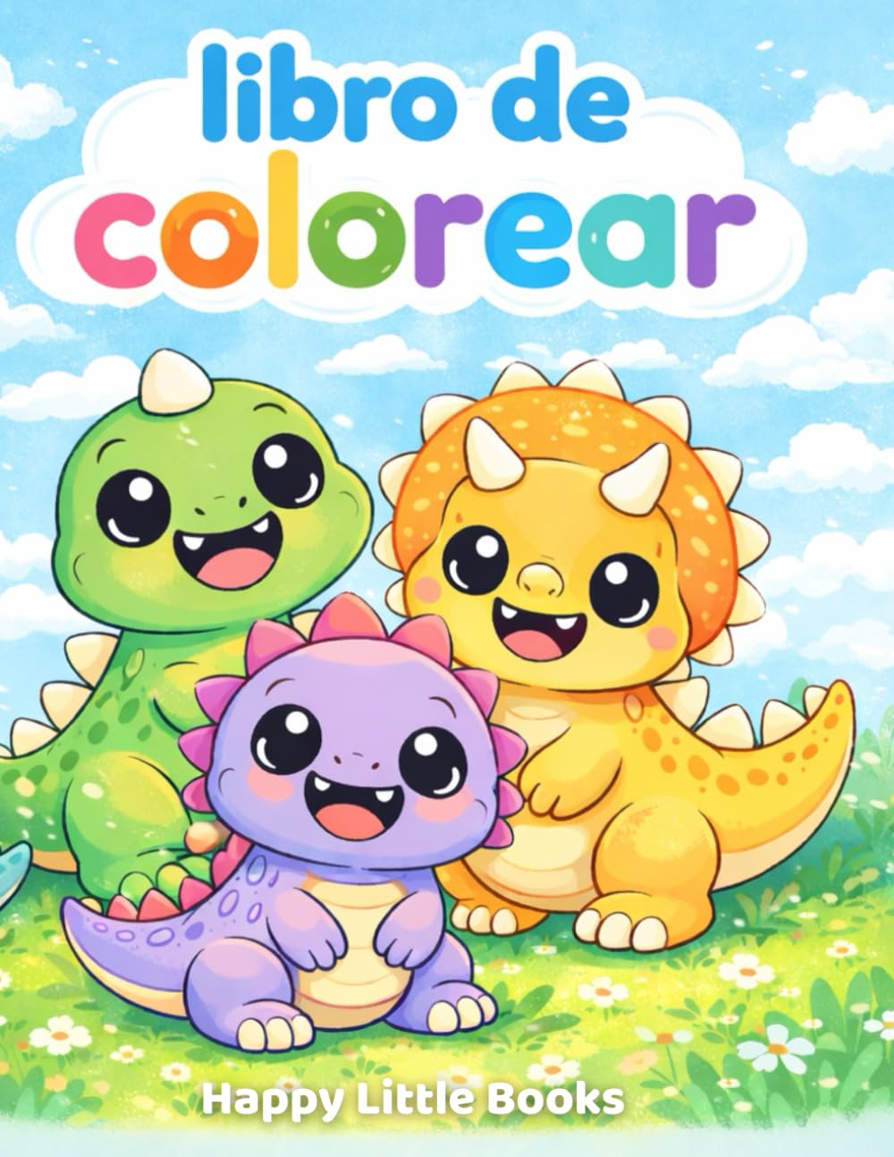Dinosaurios adorables para colorear: Libro infantil kawaii para niños y niñas (2–6 años)