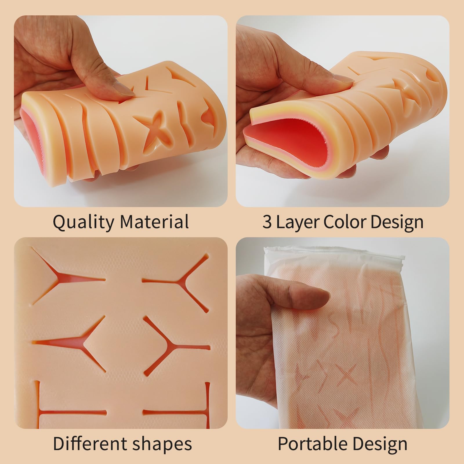 3 Pcs Suture Pad 3 Layer Suture Practice Pad with Wounds Suture Practice Kit, Hard to Rip, Tear or Break for Medical and Vet Students Veterinarian Nurses Training and Practice — Amazon image 3