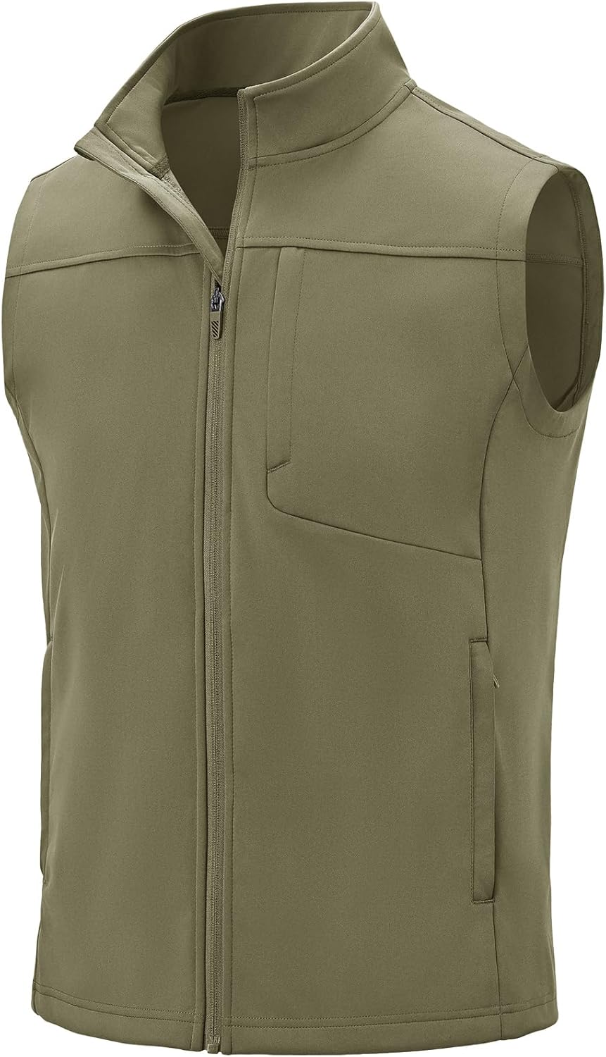Rdruko Men's Lightweight Softshell Vest Outerwear Water Resistant Windproof Outdoor Hiking Golf Vest