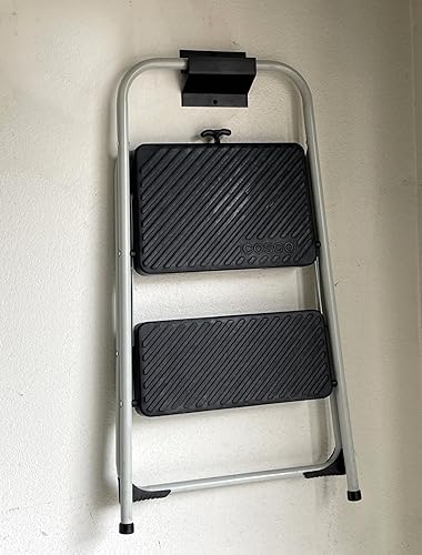 Miniatura 4 de Tetra-Teknica GMH-02 - Escalera de montaje en pared de acero de 4 pulgadas y colgador de carretilla, negro mate