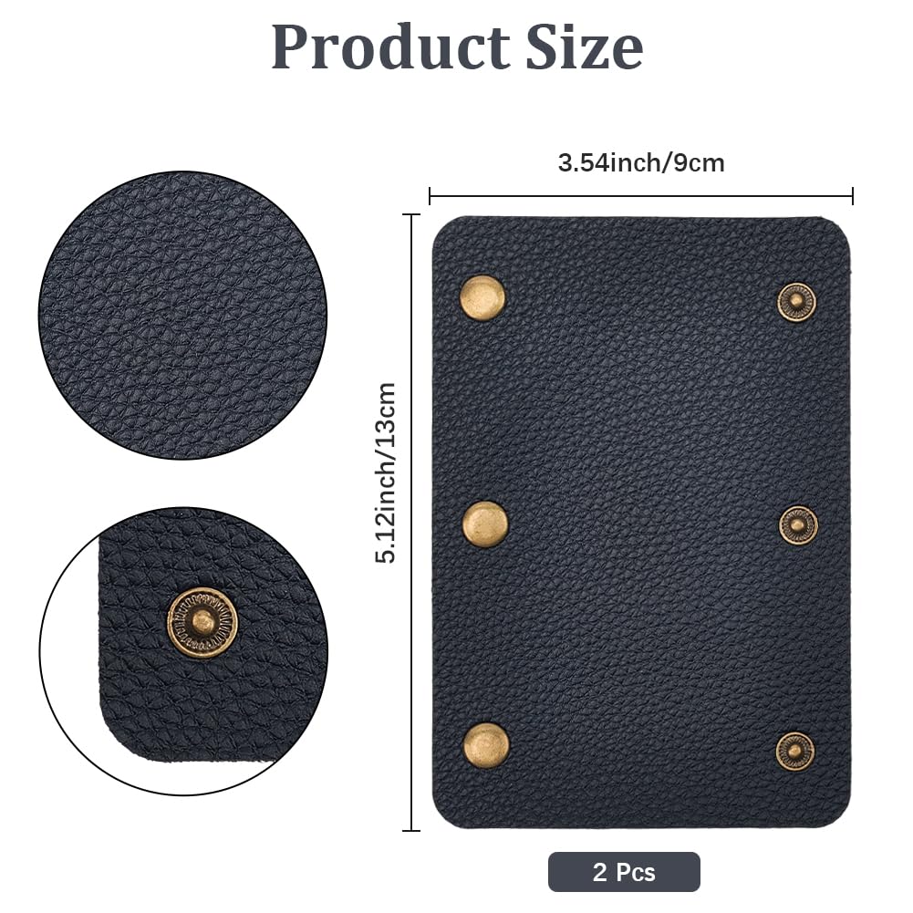 2 Funda de Piel Sintética para Asa de Bolso, Protector de Agarre con Botón A Presión de Metal, Almohadilla de Piel Suave para Correa de Equipaje, para Bolso, Maleta, Cartera, Compras
